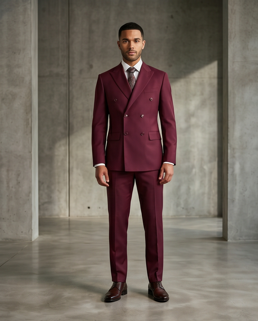 Le Bourgogone Double-Breasted Suit - Bordeaux
