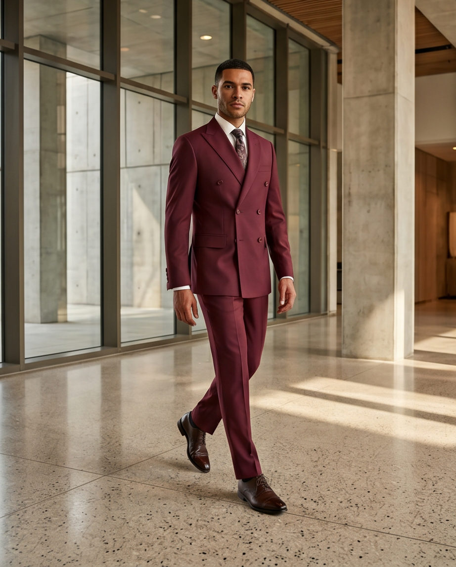 Le Bourgogone Double-Breasted Suit - Bordeaux