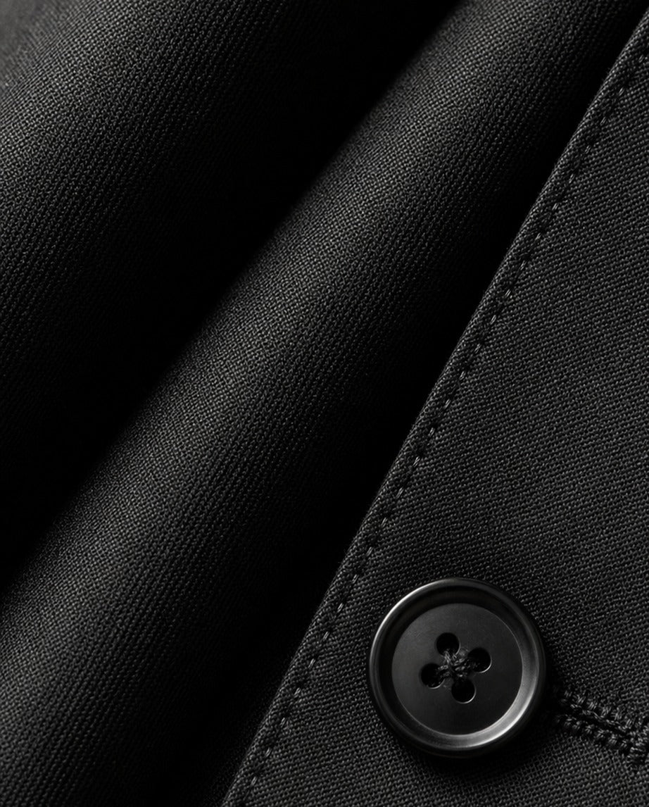 Le Faubourg Suit - Noir - macro close-up of the fabric texture and weave | Roi de Soi