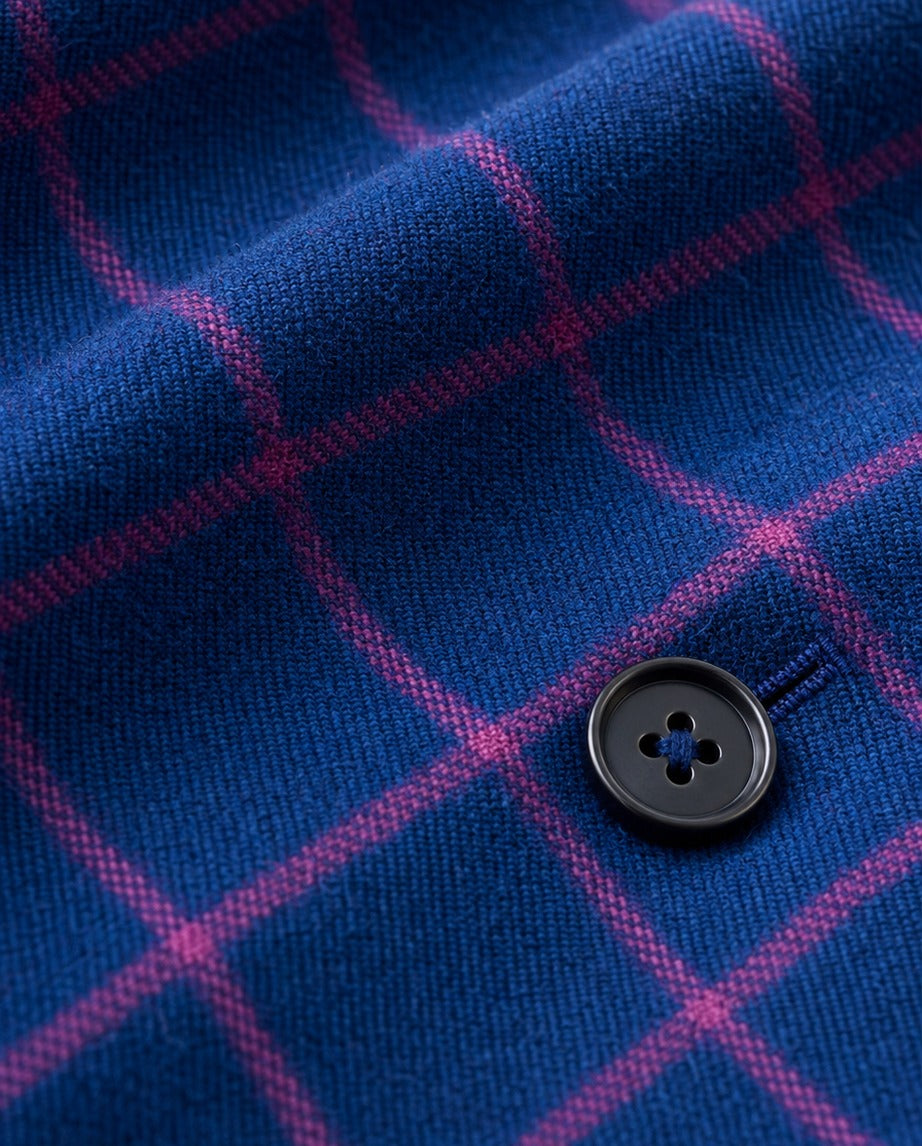 Le Kingston Suit - Bleu - macro close-up of the fabric texture and weave | Roi de Soi