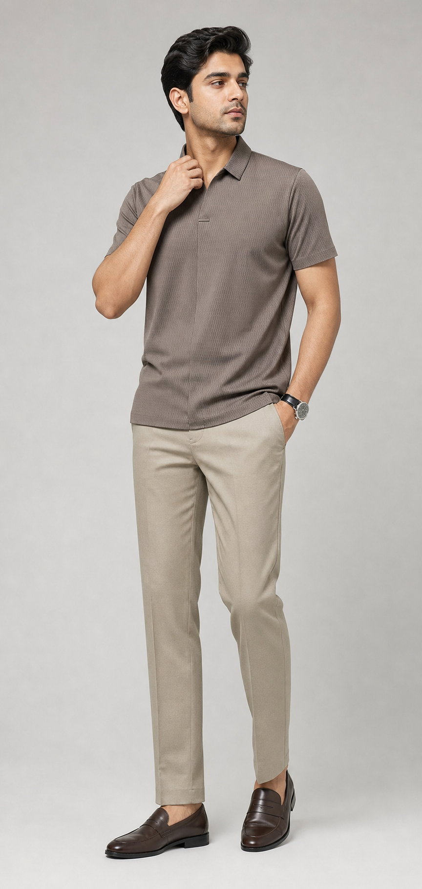 Model wearing Le Domaine Polo