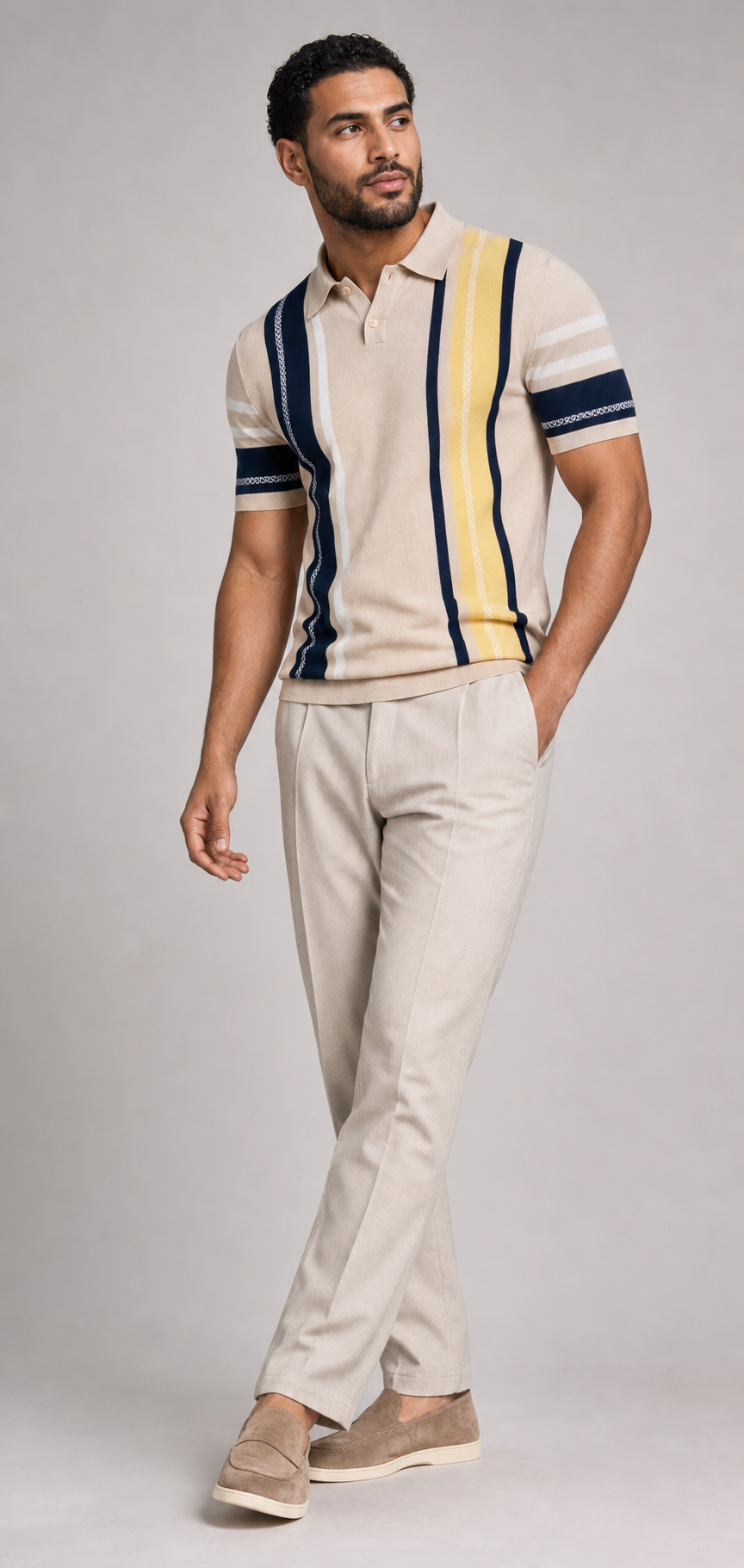 Model wearing Le Riviera Polo