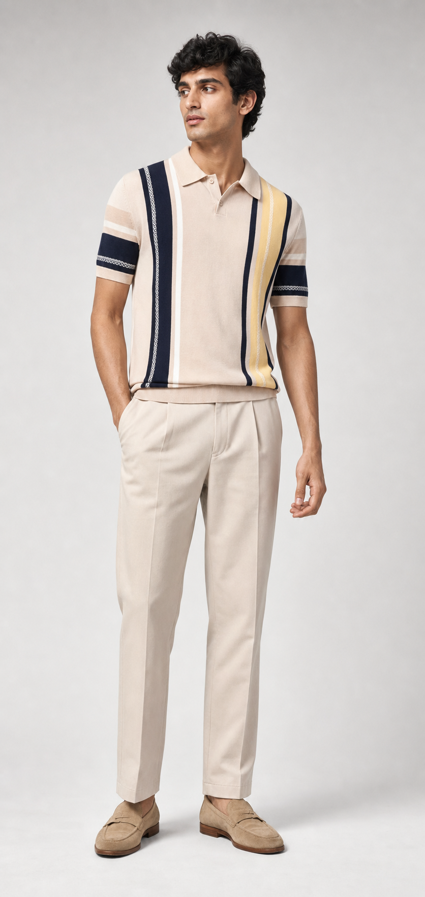 Model wearing Le Riviera Polo