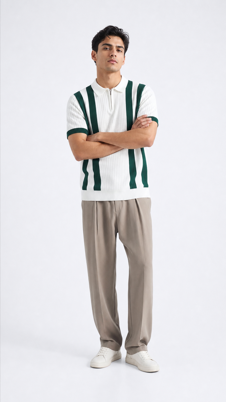 Model wearing Le Zephyr Polo