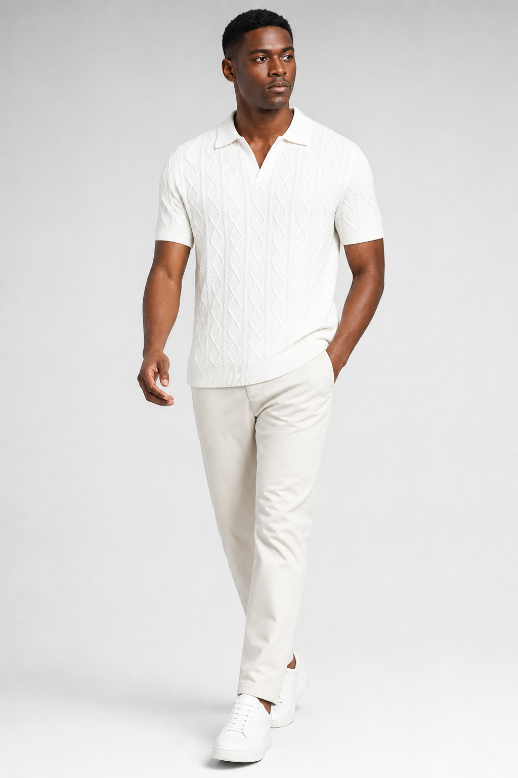 Model wearing L'Essentiel Polo