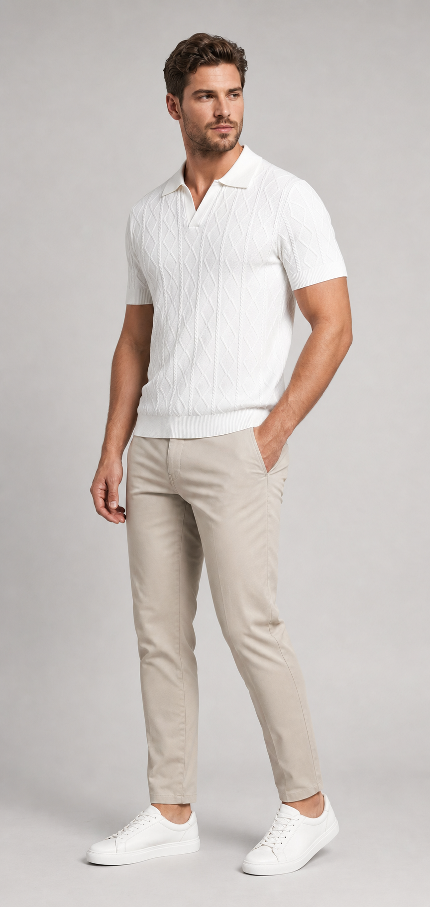 Model wearing L'Essentiel Polo