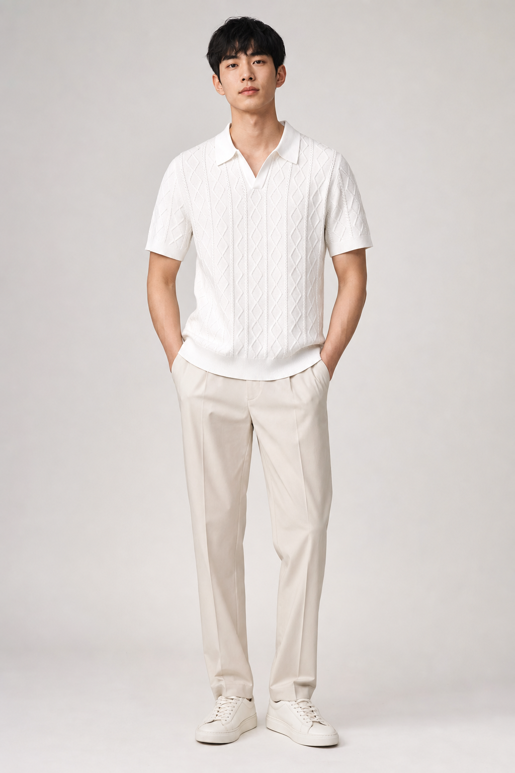 Model wearing L'Essentiel Polo