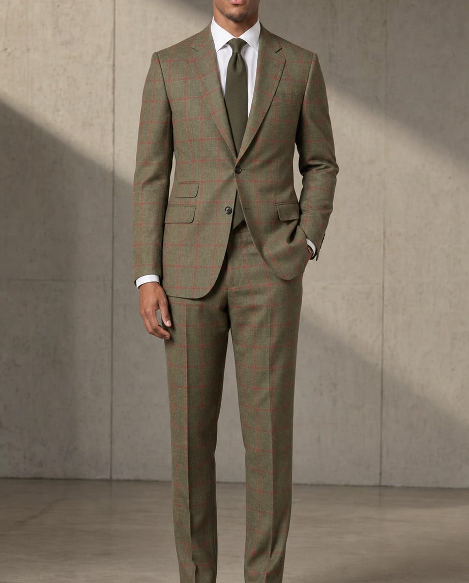 Le Windsor Suit - Carreaux - worn by a model, full-length front view | Roi de Soi