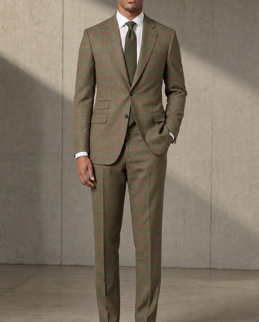 Le Windsor Suit - Carreaux - worn by a model, full-length front view | Roi de Soi